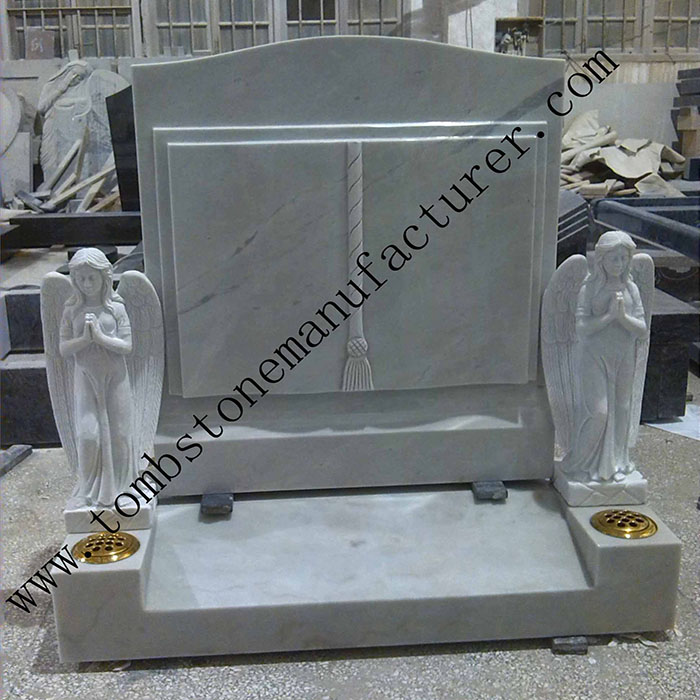 open book angel praying headstone2